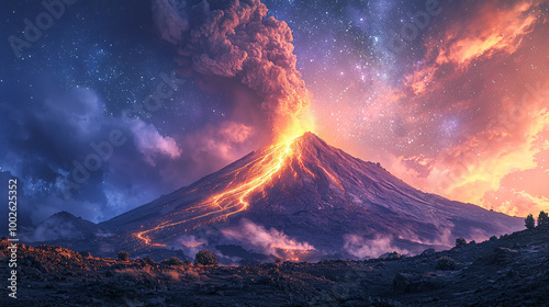 Stunning HD Nature Volcano Background – High Quality Erupting Volcano Landscape Image