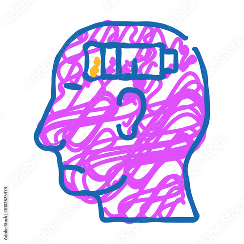 lack of strength neurosis, low battery doodle icon sketch vector. lack of strength neurosis, low battery sign. isolated symbol illustration