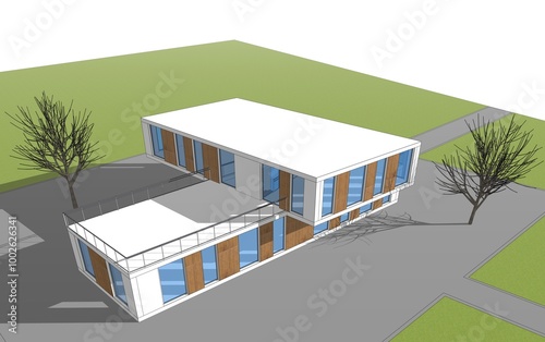 Fototapeta Naklejka Na Ścianę i Meble -  House building sketch architectural 3d rendering