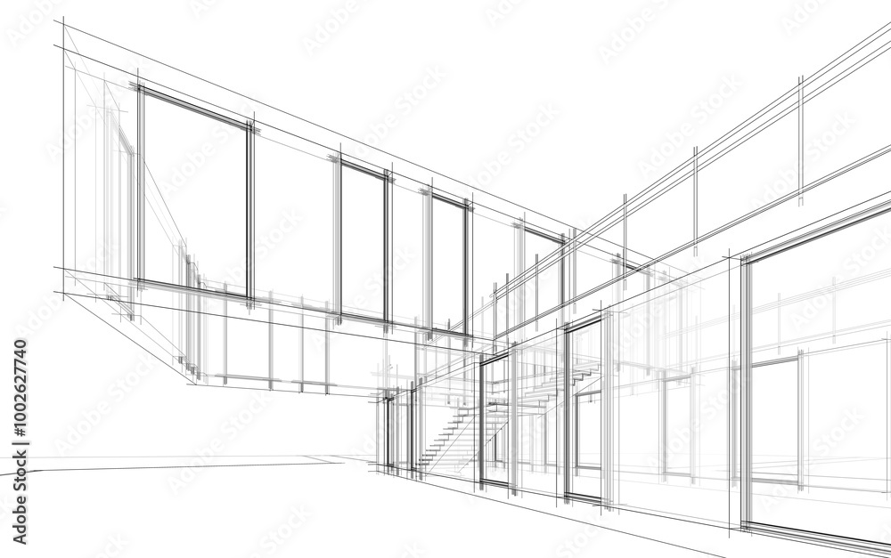 House building sketch architectural 3d rendering House building sketch architectural 3d rendering