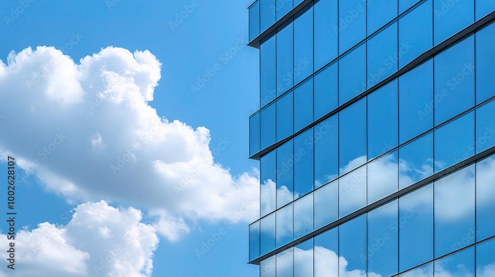 Modern Glass Building Against Blue Sky Modern Glass Building Against Blue Sky