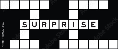 Alphabet letter in word surprise on crossword puzzle background