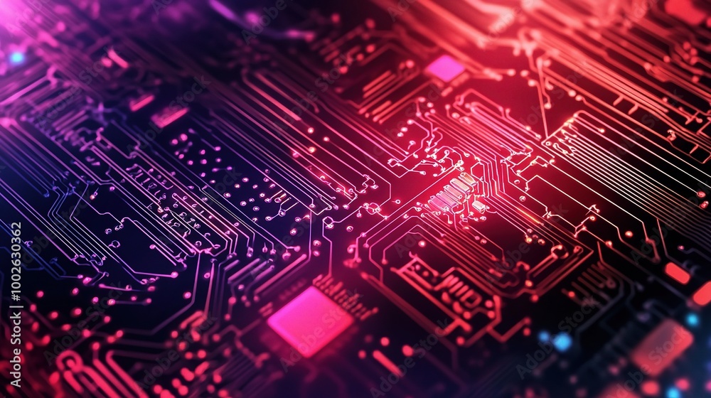Abstract Circuit Board Design with Colorful Lighting Abstract Circuit Board Design with Colorful Lighting