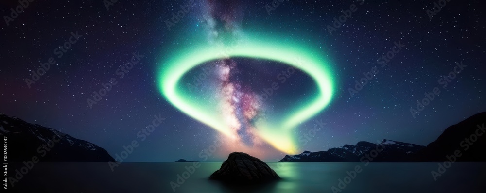 Stunning display of the aurora borealis above a serene lake ...