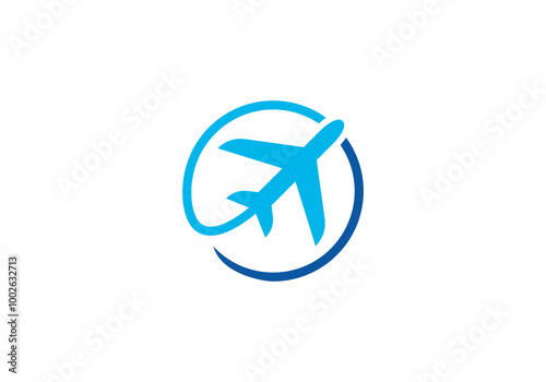 simple travel logo. airplane with globe icon vector design	
