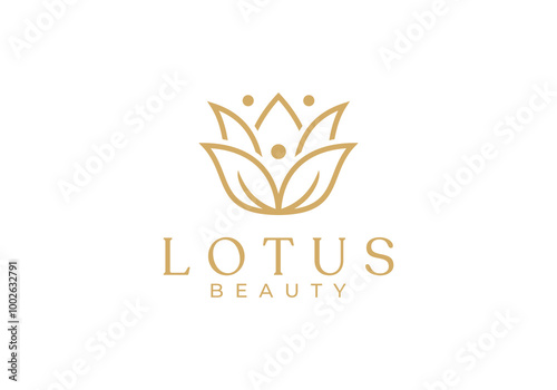 people flower lotus luxury spa beauty logo design template	
