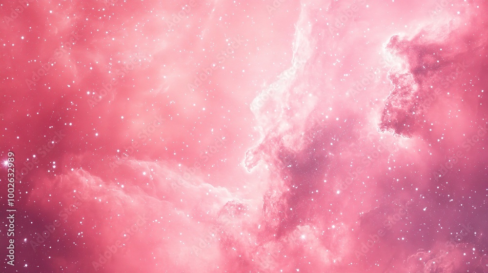 Fototapeta premium Ethereal Pink Nebula in Cosmic Space Scene
