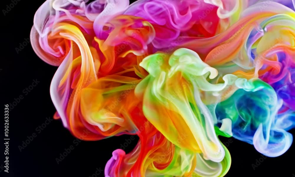 Abstract rainbow gas smoke waves on black background. Generative AI Abstract rainbow gas smoke waves on black background. Generative AI