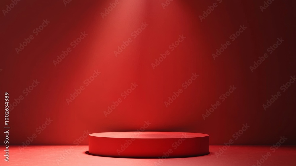 Obraz premium Dramatic Podium with Award Cup Under Spotlight