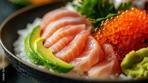 Delightful Assorted Sushi Platter with Fresh Salmon and Roe