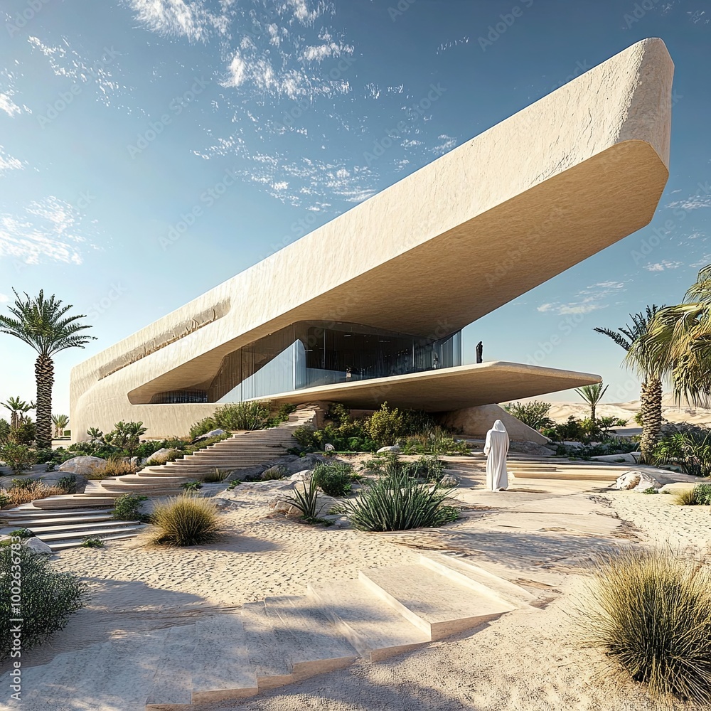 Fototapeta premium Ithra museum in the landscape of Dammam