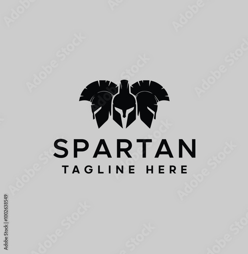 spartan logo and vector design helmet and head with  gym and fitness logo concept
