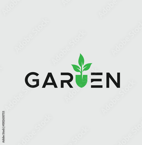 Garden Text logo template farm logo illustration
