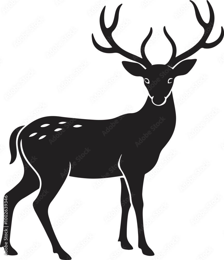 Minimalist deer silhouette in vector style on a white background, highlighting the animal's elegant shape Minimalist deer silhouette in vector style on a white background, highlighting the animal's elegant shape