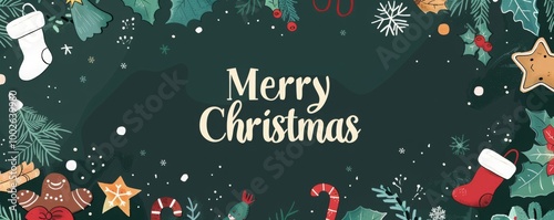 Merry Christmas background with christmas element. Vector illustration
