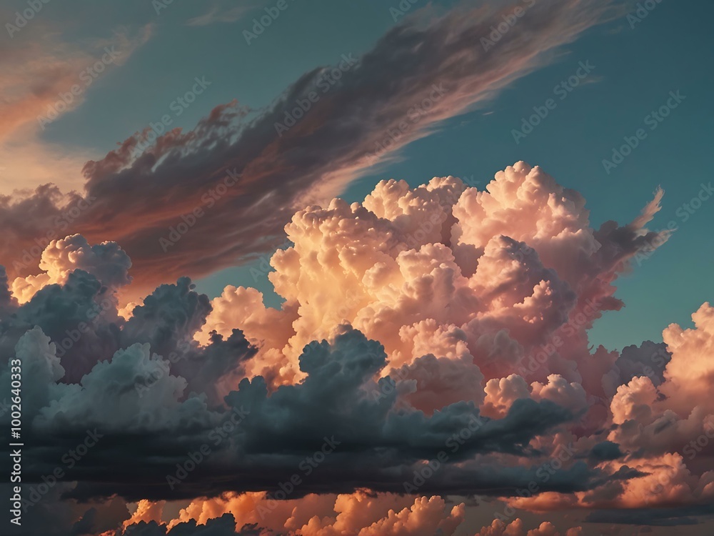 Soft pastel clouds at sunset create a dreamy atmosphere. Soft pastel clouds at sunset create a dreamy atmosphere.