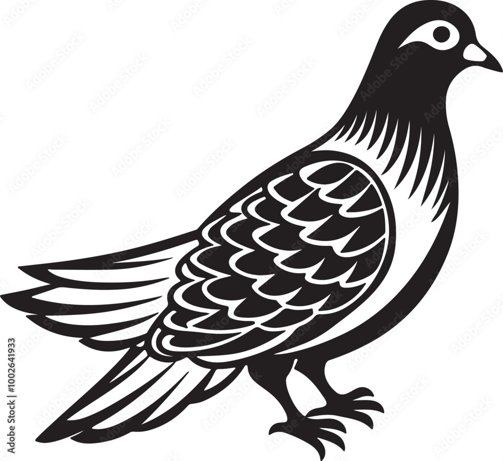 Black and white vector art silhouette of a dove, embodying the concept of peace and tranquility Black and white vector art silhouette of a dove, embodying the concept of peace and tranquility