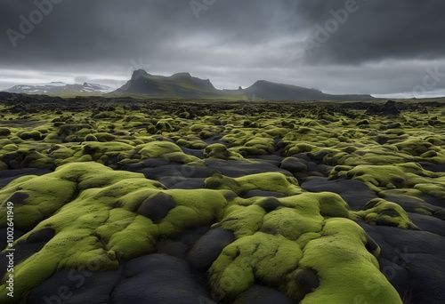 Green Velvet: The Moss-Covered Lava Fields of Eldhraun Under Iceland’s Soft Skies photo