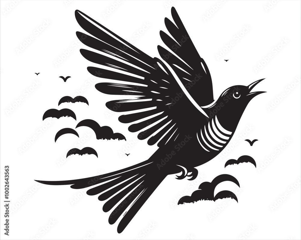 Obraz premium Graceful Flight: Blackbird Silhouettes