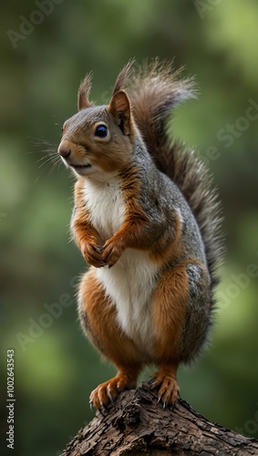 Squirrel perched on a branch.