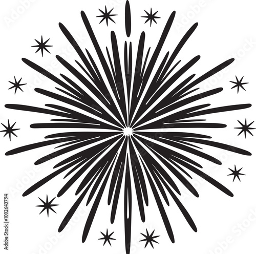 Vector image depicting a display of colorful fireworks lighting up the night sky, emphasizing celebration and joy