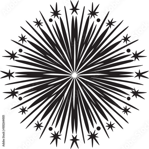 Vector image depicting a display of colorful fireworks lighting up the night sky, emphasizing celebration and joy
