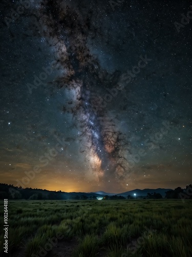 Starry sky showcasing the Milky Way and nebulae.