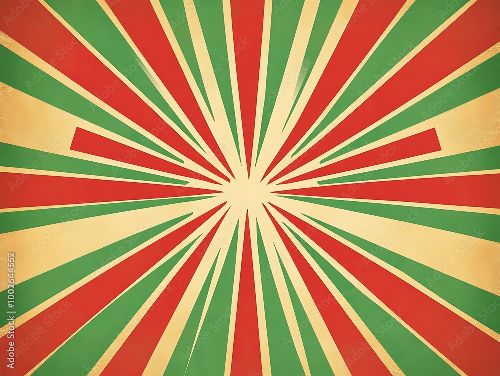 Fototapeta premium retro green and red line ray sunburst background
