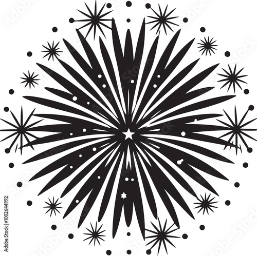 Vector image depicting a display of colorful fireworks lighting up the night sky, emphasizing celebration and joy