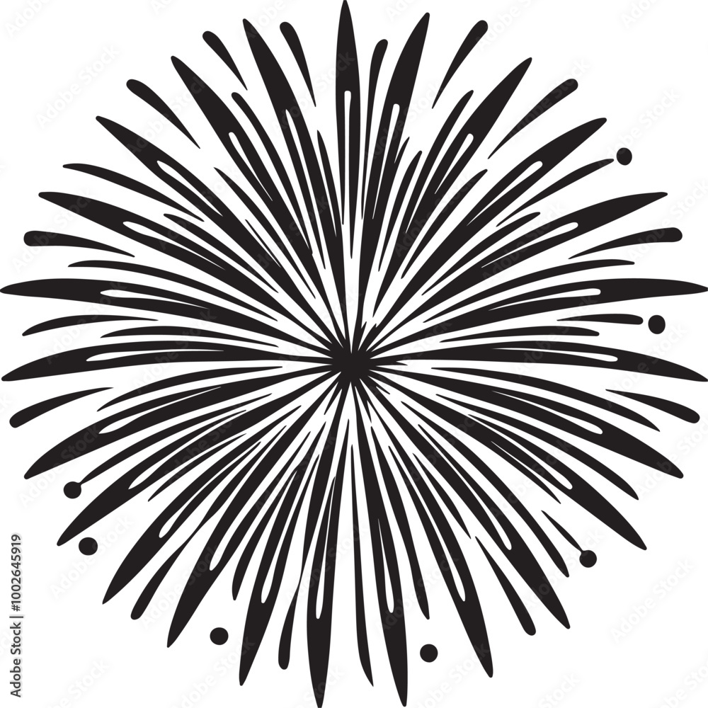 Fototapeta premium Vector image depicting a display of colorful fireworks lighting up the night sky, emphasizing celebration and joy