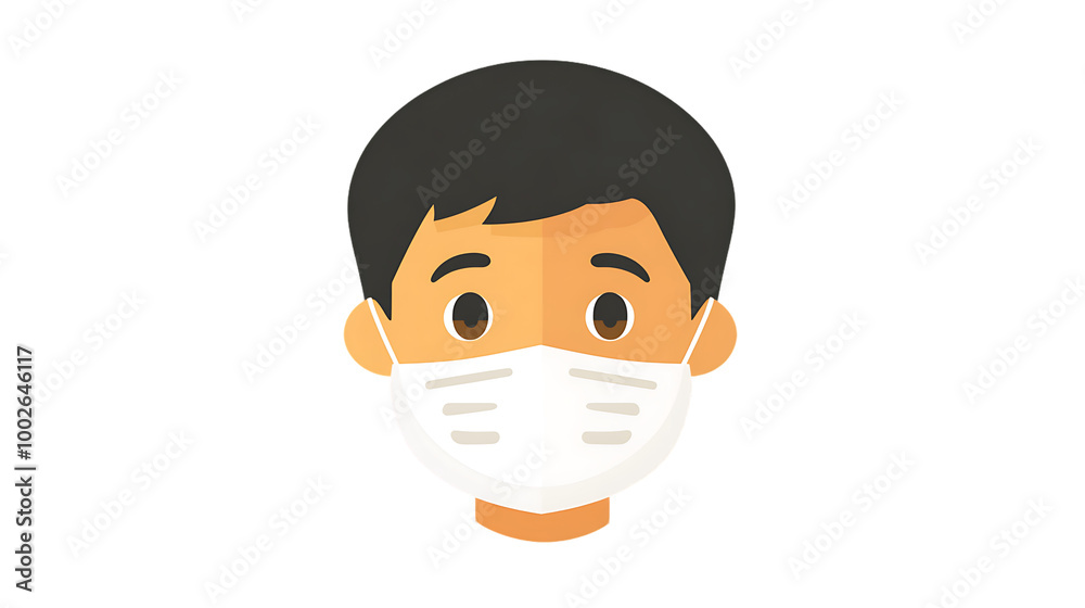 3D cartoon character with a friendly yellow face wearing a mask 3D cartoon character with a friendly yellow face wearing a mask