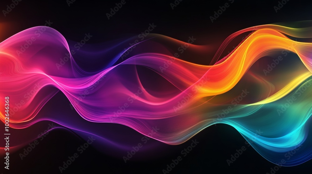 Colorful abstract waves on a black background Colorful abstract waves on a black background