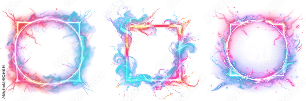 Thunder lightning frame png transparent, abstract scifi thunderstorm art frame clipart