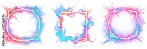 Obraz na płótnie Thunder lightning frame png transparent, abstract scifi thunderstorm art frame clipart w salonie