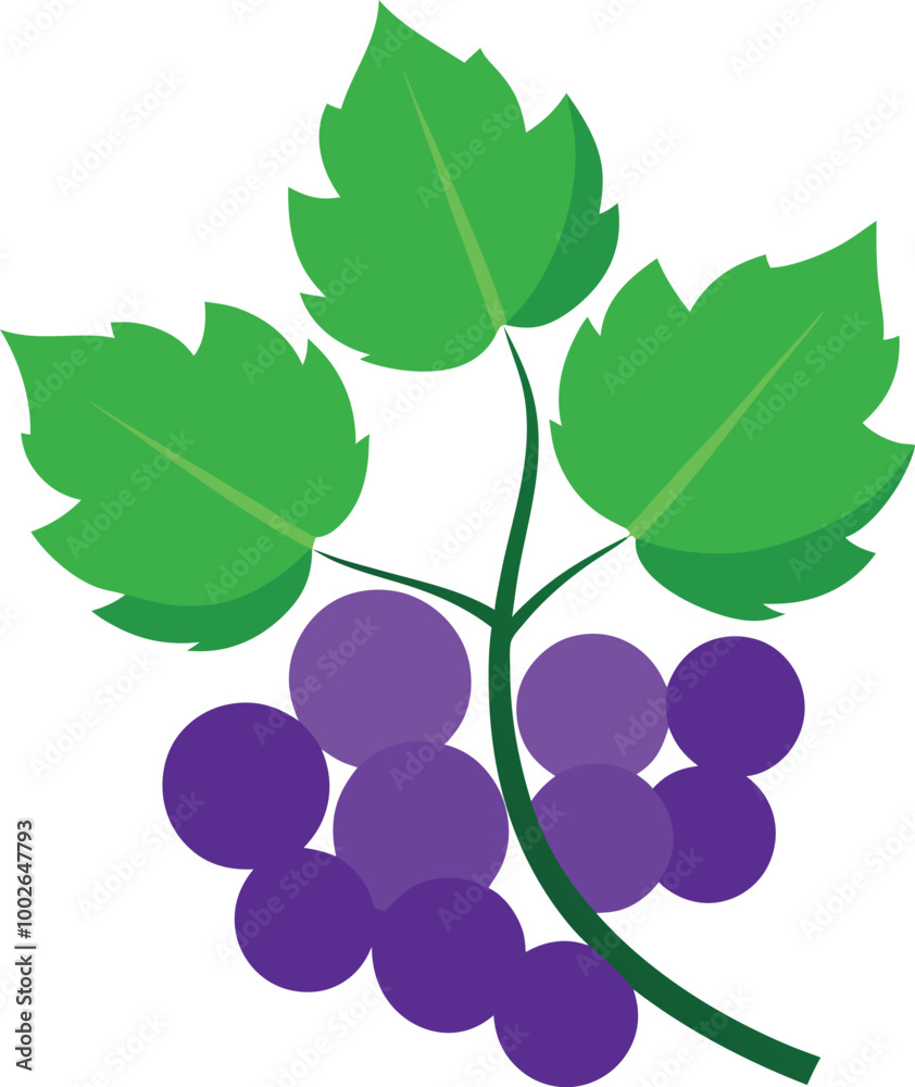 Obraz premium Grapes depicted as a silhouette in vector art style, set on a clean white background for a minimalist effect