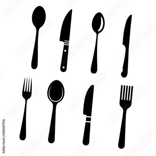 Cutlery icon Spoon forks knife concept of restaurant business snack food canteens