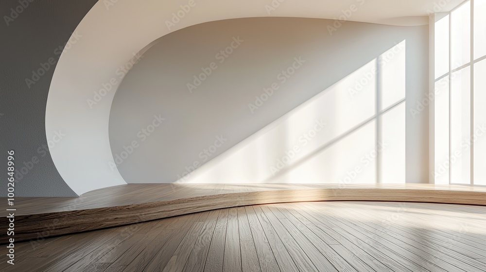 Obraz premium Empty room with white walls and wooden floor