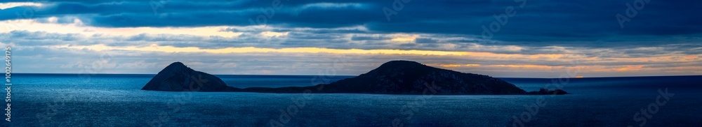Fototapeta premium Panorama of twin island after sunset, Wilsons Promontory, Victoria, Australia.