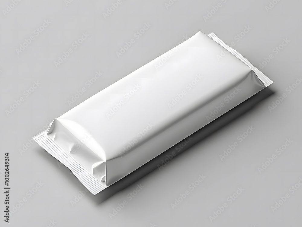 Blank Silver Bar Wrapper Packaging Mockup on Gray Background Blank Silver Bar Wrapper Packaging Mockup on Gray Background