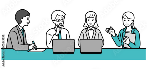 Illustration of business people having a meeting.