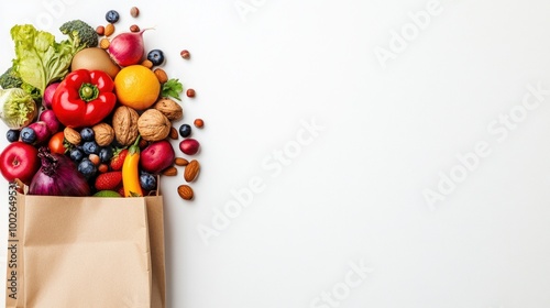 Healthy Groceries Spilling Out of a Paper Bag