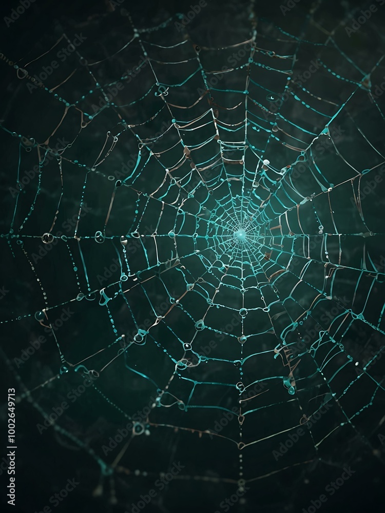 Teal spider web illustration Teal spider web illustration