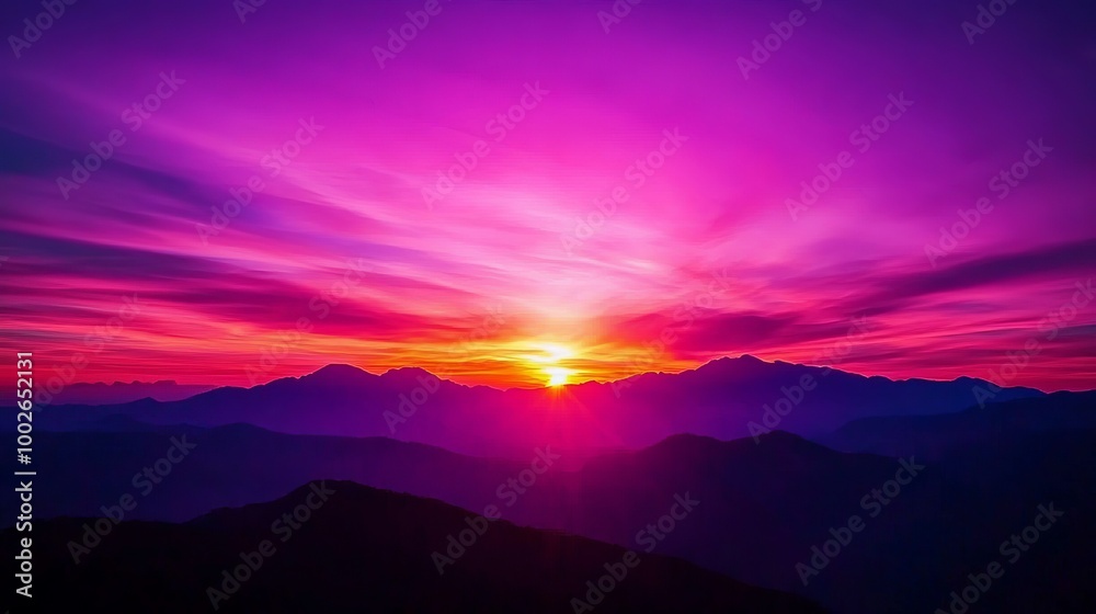 Majestic sunset over mountains, showcasing vibrant pink and purple hues. A perfect view for nature lovers and photographers. Majestic sunset over mountains, showcasing vibrant pink and purple hues. A perfect view for nature lovers and photographers.