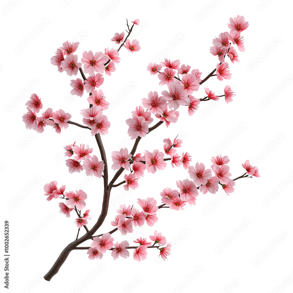 Cherry blossom branch with pink flowers, white isolated background. transparent background Cherry blossom branch with pink flowers, white isolated background. transparent background