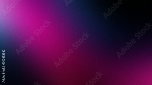 Abstract blue purple pink color wave on black background, grainy noisy banner backdrop design