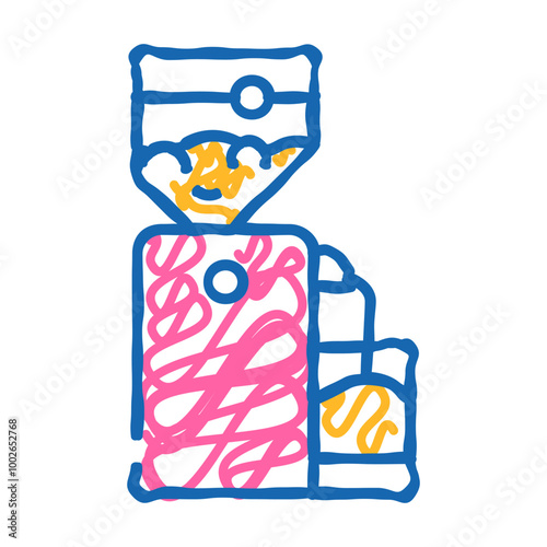 crusher device for production peanut, press machine doodle icon sketch vector. crusher device for production peanut, press machine sign. isolated symbol illustration