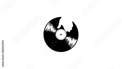 disk jockey  emblem, black isolated silhouette