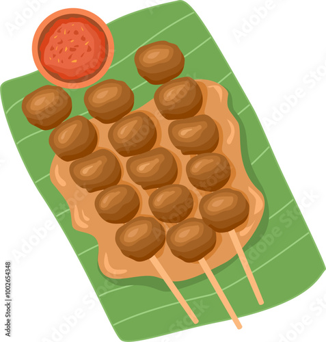 Chicken satay indonesian traditional food vector illustration