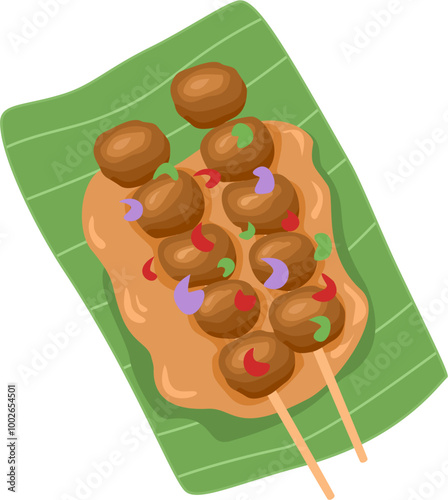 Chicken satay indonesian traditional food vector illustration