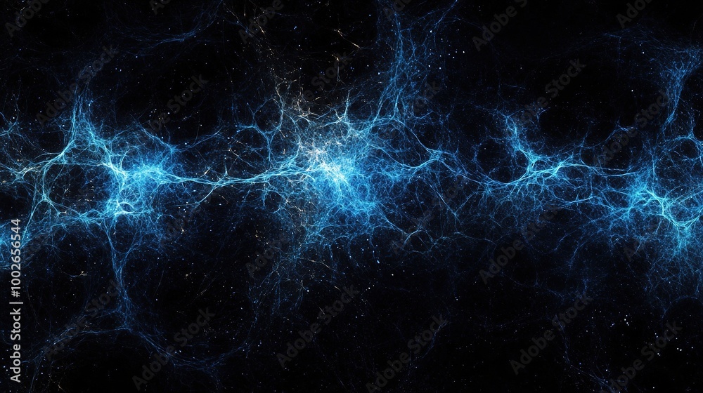 Abstract Blue Energy Waves on Black Background Abstract Blue Energy Waves on Black Background